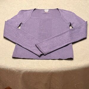 DKNY City Women's Large Pullover Top Long-Sleeved Lavender Scoop Neck